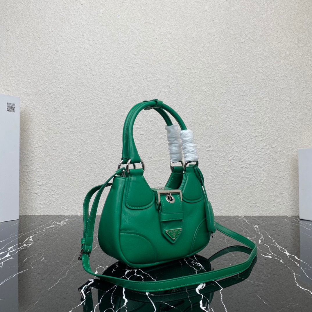 Prada Moon Padded Nappa Leather Hobo Bag Mango Green 1BA381